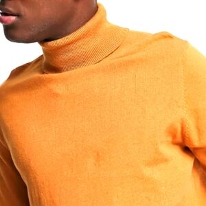 ASOS Design Knitted Cotton Roll Neck Sweater in Light Brow Heather / Size Medium